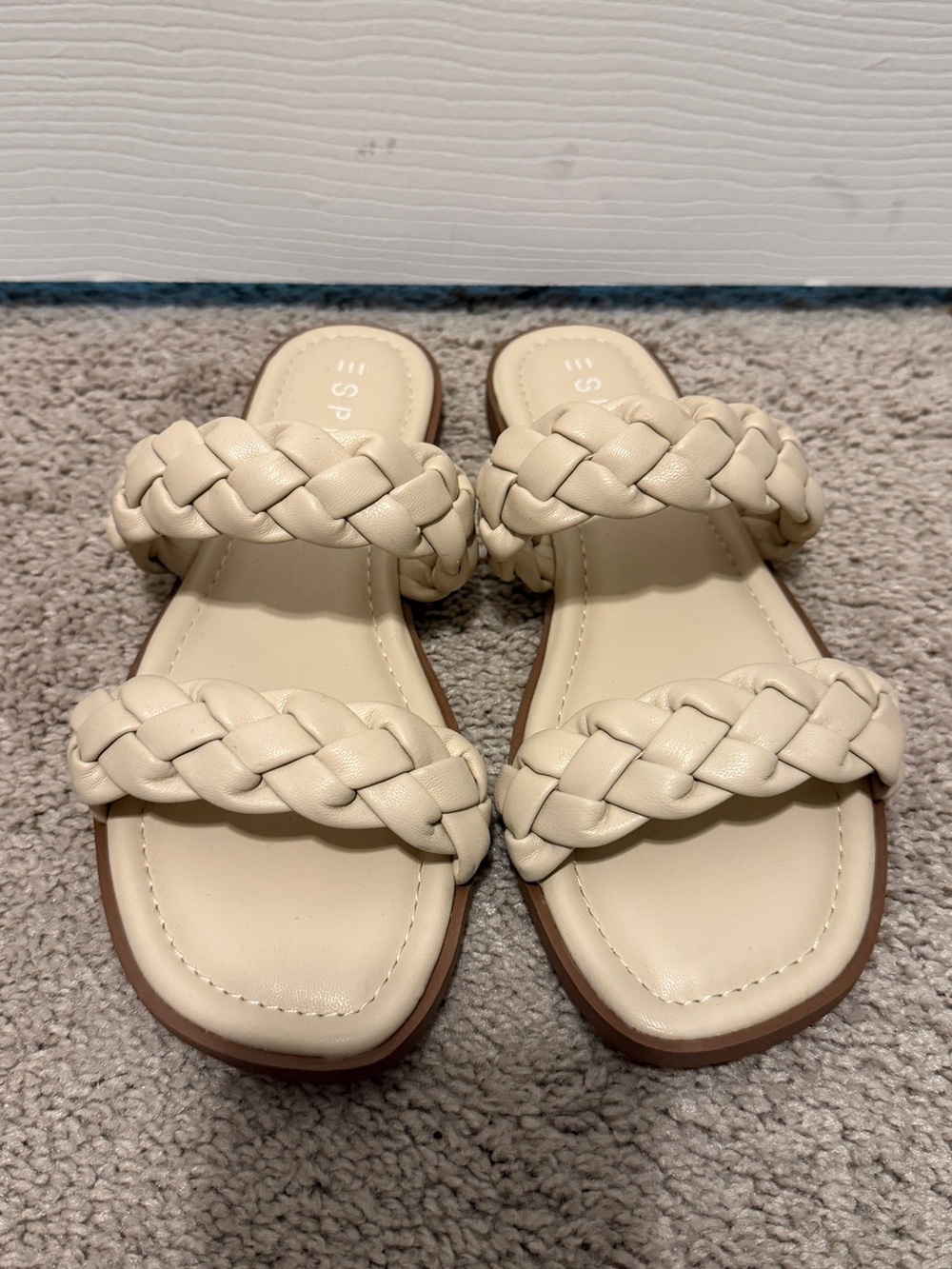 Esprit Braided Double-Strap Slide Sandals in Cream